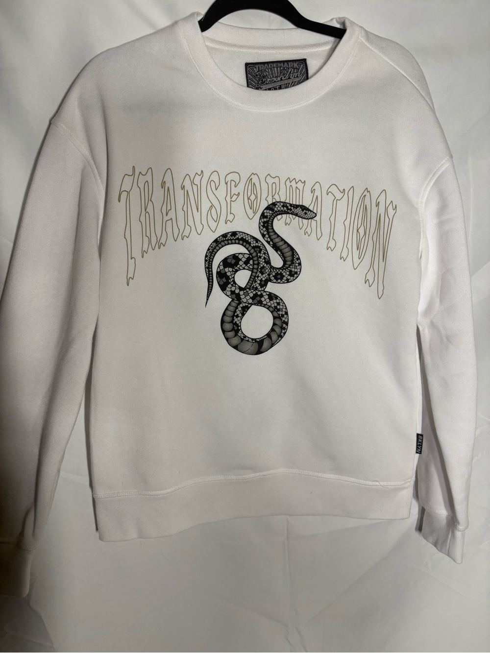 KLYN Transformation White Snake Graphic Crewneck Sweatshirt | Streetwear